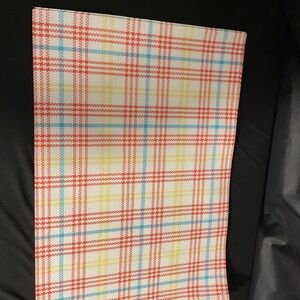 Plaid Kitchen Placemats set of 6 - Orange Blue, Yellow,Cream